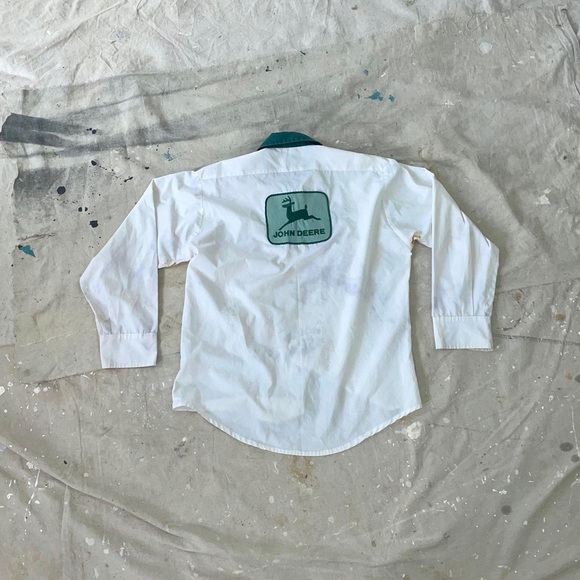 Vintage 50s 60s John Deere Tractor Work Uniform Protexall Snap Button Shirt - Picture 3 of 4